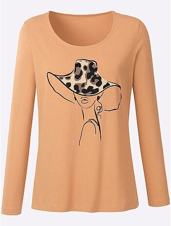 T-shirt à Manches Longues Imprimé - Taille Standard - Moda Vilona