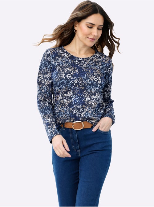 T-shirt à manches longues imprimé aux coloris harmonieux - taille standard - moda vilona - Kiabi T-shirt à manches longues imprimé aux coloris harmonieux - taille standard - moda vilona - Kiabi