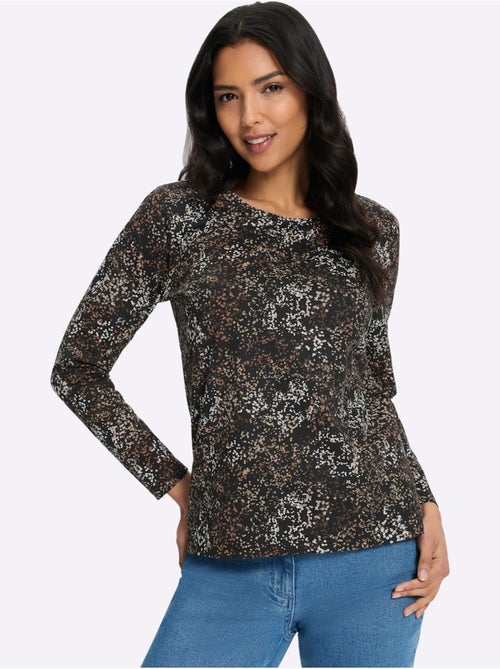 T-shirt à manches longues imprimé aux coloris harmonieux - taille standard - moda vilona - Kiabi T-shirt à manches longues imprimé aux coloris harmonieux - taille standard - moda vilona - Kiabi