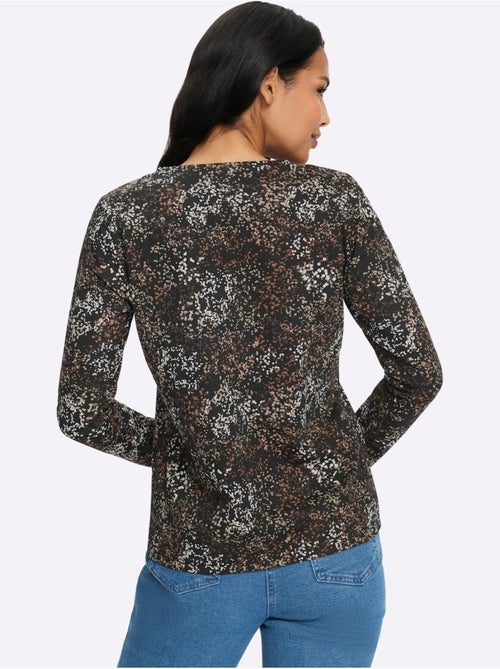 T-shirt à manches longues imprimé aux coloris harmonieux - taille standard - moda vilona - Kiabi T-shirt à manches longues imprimé aux coloris harmonieux - taille standard - moda vilona - Kiabi