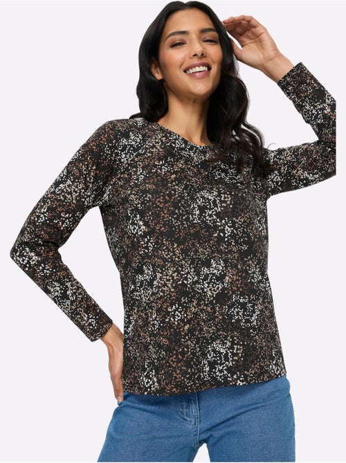 T-shirt à manches longues imprimé aux coloris harmonieux - taille standard - moda vilona - Kiabi T-shirt à manches longues imprimé aux coloris harmonieux - taille standard - moda vilona - Kiabi