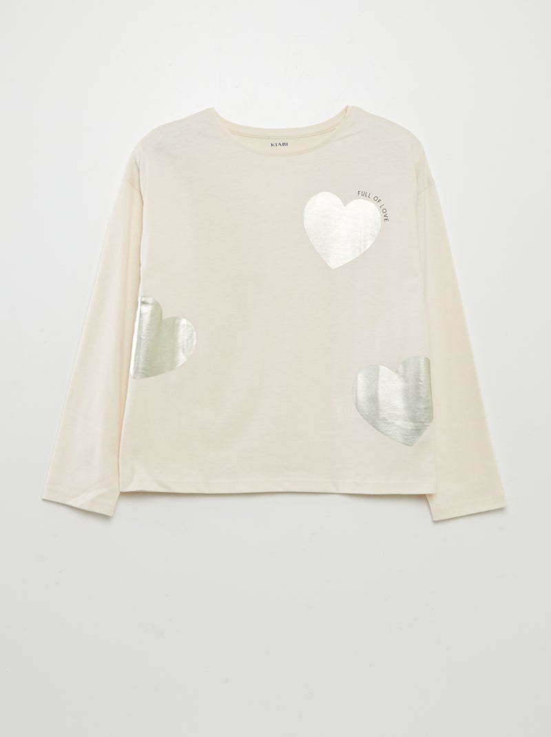 T-shirt à manches longues imprimé Blanc - Kiabi