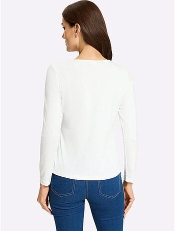 T-shirt à manches longues imprimé dentelle tendance - taille standard - helline