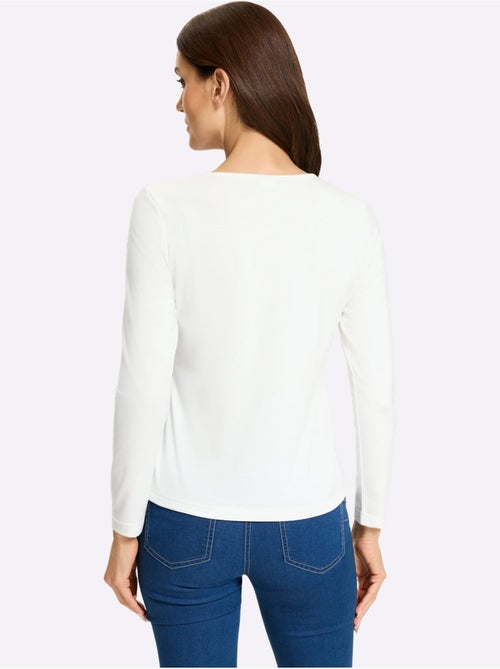 T-shirt à manches longues imprimé dentelle tendance - taille standard - helline - Kiabi