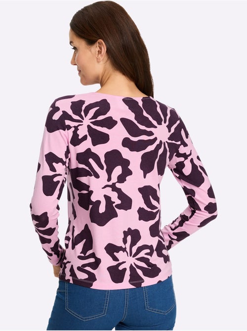 T-shirt à Manches Longues Imprimé Floral - Taille Standard - Helline - Kiabi