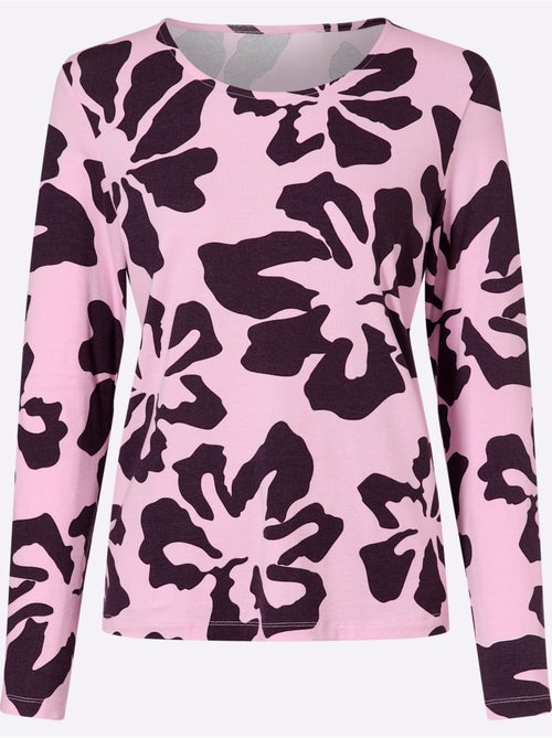 T-shirt à Manches Longues Imprimé Floral - Taille Standard - Helline - Kiabi