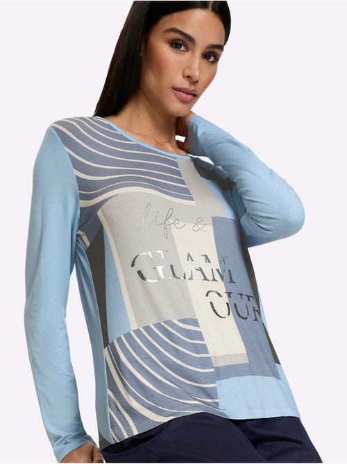 T-shirt à manches longues imprimé graphique - taille standard - helline - Kiabi