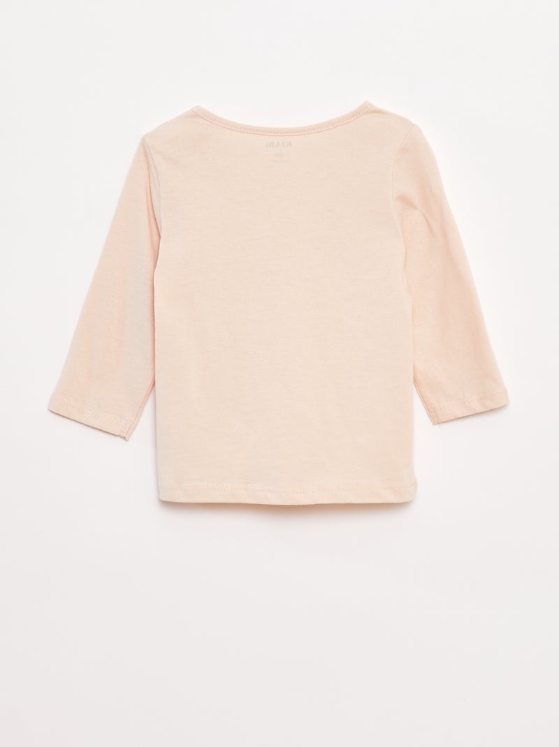 T-shirt à manches longues imprimé Rose - Kiabi