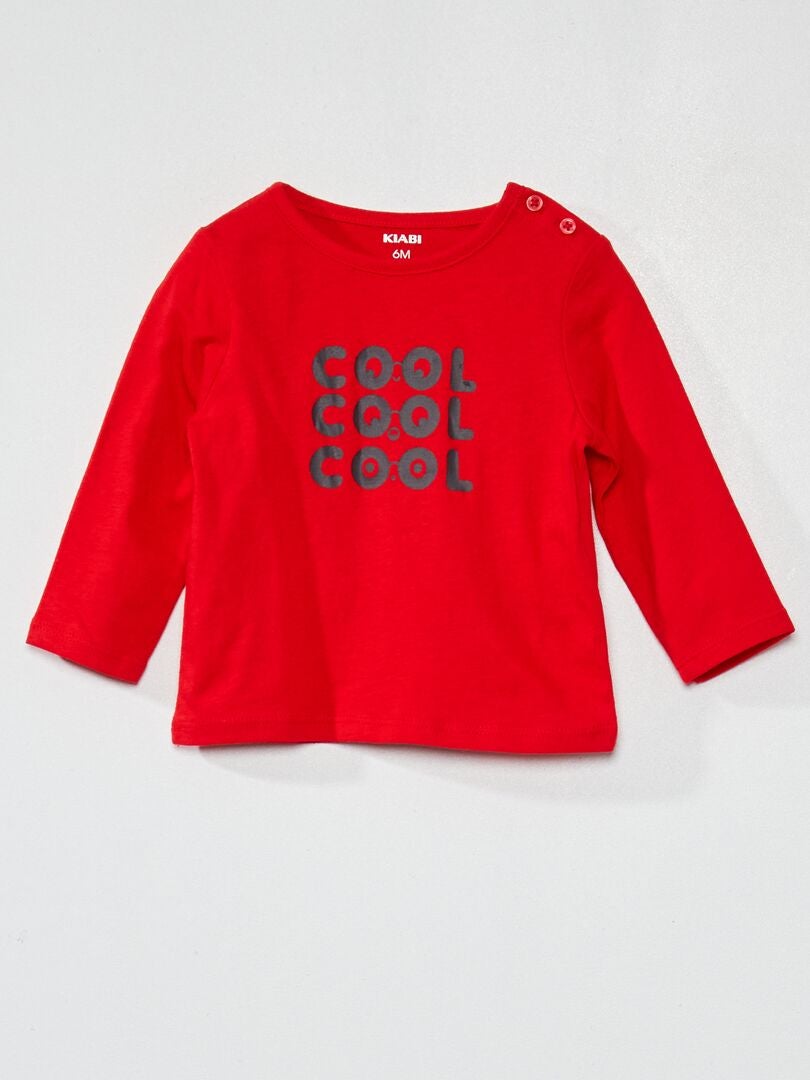 T-shirt à manches longues imprimé Rouge - Kiabi