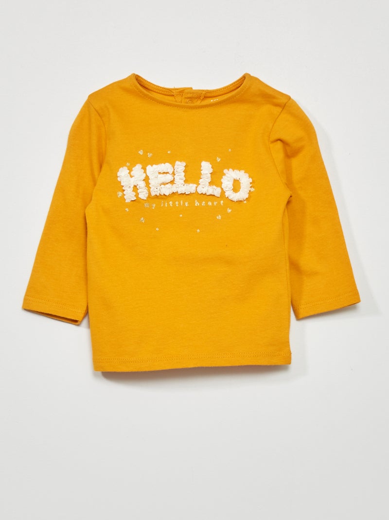 T-shirt à manches longues Jaune moutarde - Kiabi
