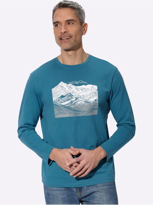 T-shirt à manches longues jersey fin - moda vilona - Kiabi