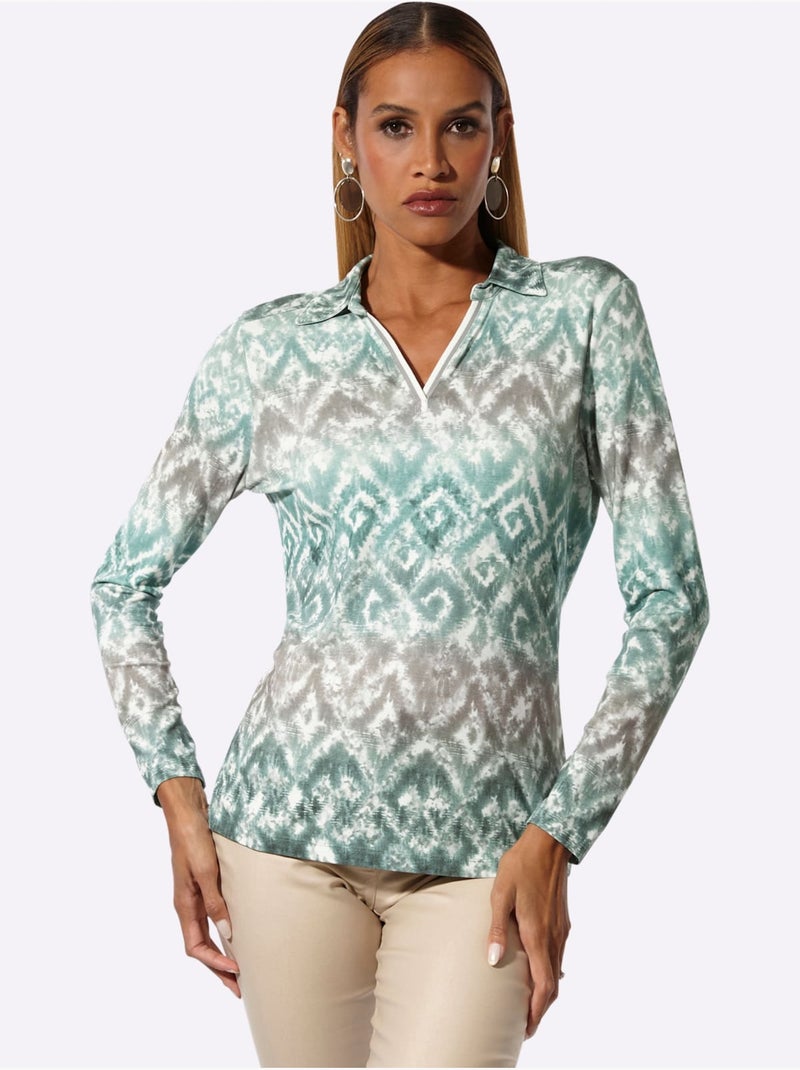 T-shirt à Manches Longues Jersey Fin - Taille Standard - Helline Gris Ecru Gris - Kiabi