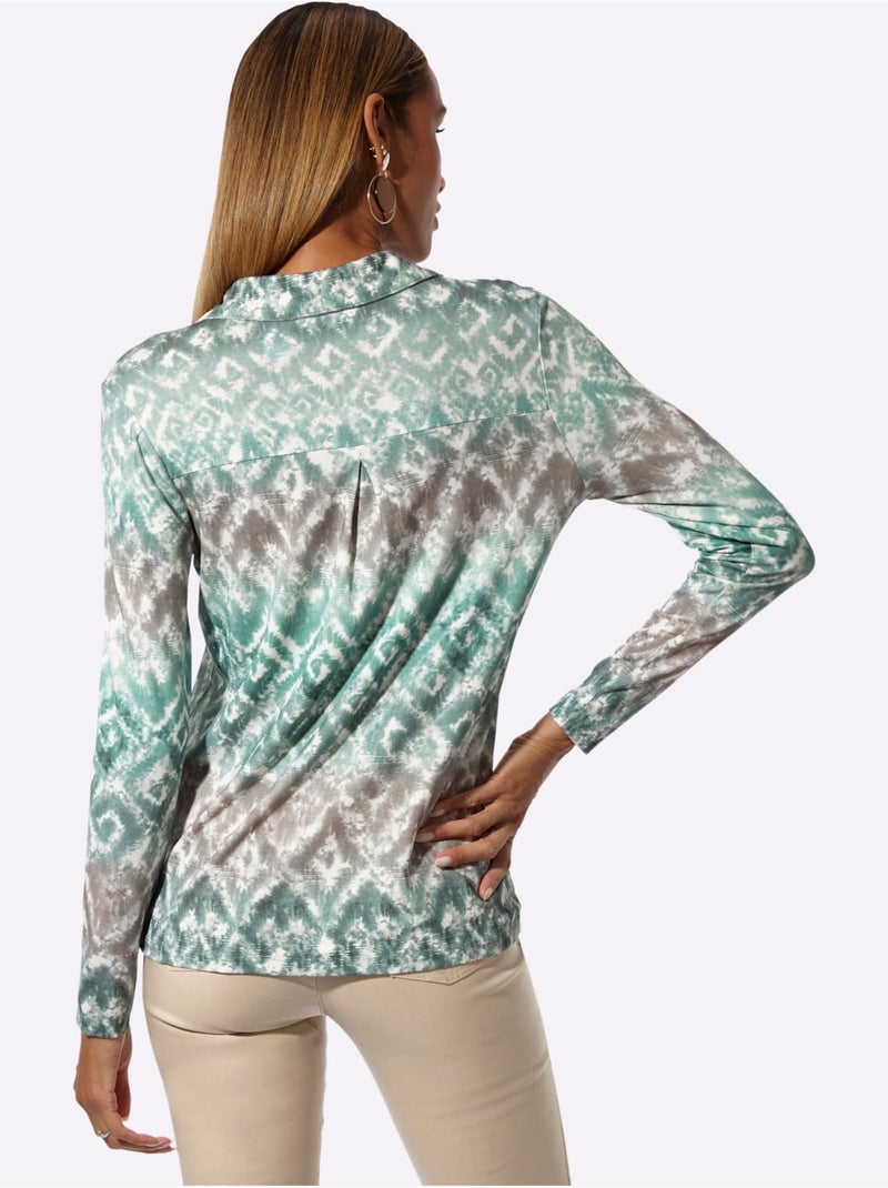 T-shirt à Manches Longues Jersey Fin - Taille Standard - Helline Gris Ecru Gris - Kiabi