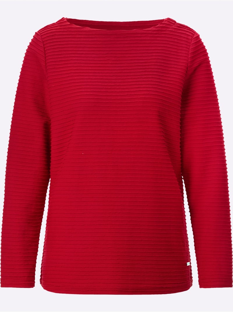 T-shirt à Manches Longues Jersey Jacquard - Taille Standard - Witt Rouge - Kiabi