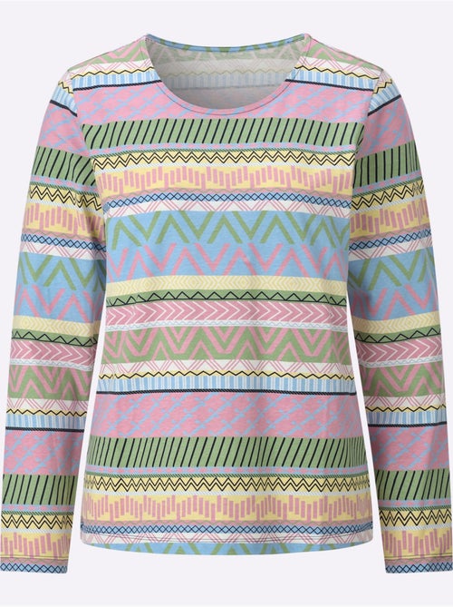 T-shirt à manches longues joli imprimé - taille standard - moda vilona - Kiabi T-shirt à manches longues joli imprimé - taille standard - moda vilona - Kiabi