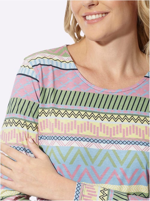 T-shirt à manches longues joli imprimé - taille standard - moda vilona - Kiabi T-shirt à manches longues joli imprimé - taille standard - moda vilona - Kiabi