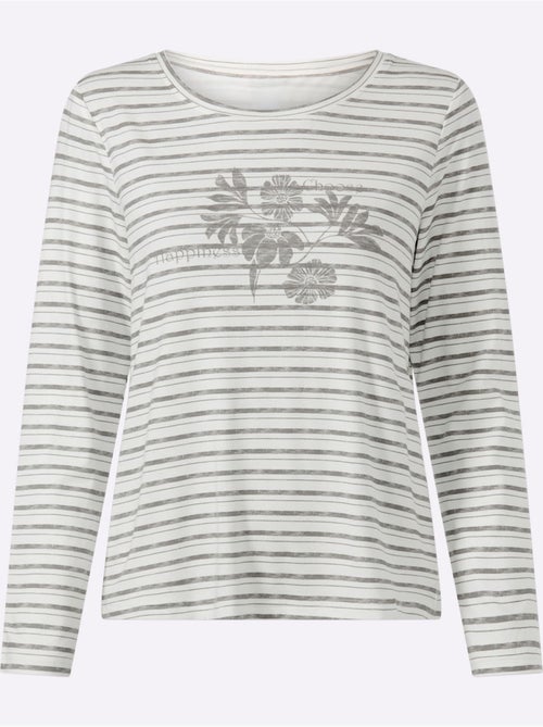 T-shirt à manches longues joli motif à rayures - taille standard - helline - Kiabi T-shirt à manches longues joli motif à rayures - taille standard - helline - Kiabi