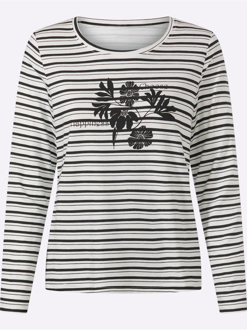T-shirt à manches longues joli motif à rayures - taille standard - helline - Kiabi T-shirt à manches longues joli motif à rayures - taille standard - helline - Kiabi
