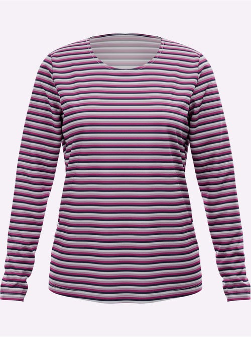 T-shirt à Manches Longues Joli Motif à Rayures - Taille Standard - Moda Vilona - Kiabi