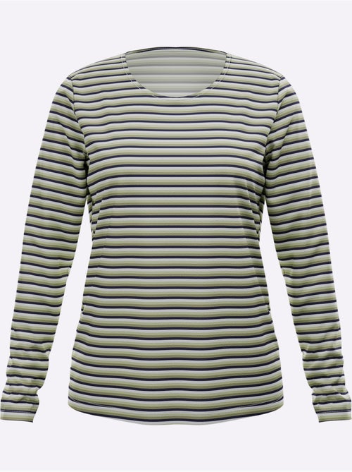 T-shirt à Manches Longues Joli Motif à Rayures - Taille Standard - Moda Vilona - Kiabi T-shirt à Manches Longues Joli Motif à Rayures - Taille Standard - Moda Vilona - Kiabi