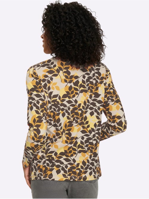 T-shirt à manches longues joli motif feuilles - taille standard - moda vilona - Kiabi