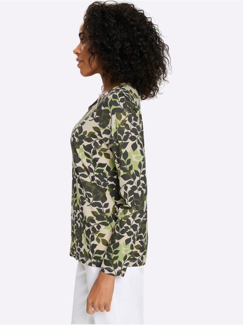 T-shirt à manches longues joli motif feuilles - taille standard - moda vilona - Kiabi T-shirt à manches longues joli motif feuilles - taille standard - moda vilona - Kiabi