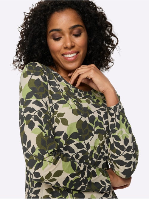 T-shirt à manches longues joli motif feuilles - taille standard - moda vilona - Kiabi T-shirt à manches longues joli motif feuilles - taille standard - moda vilona - Kiabi