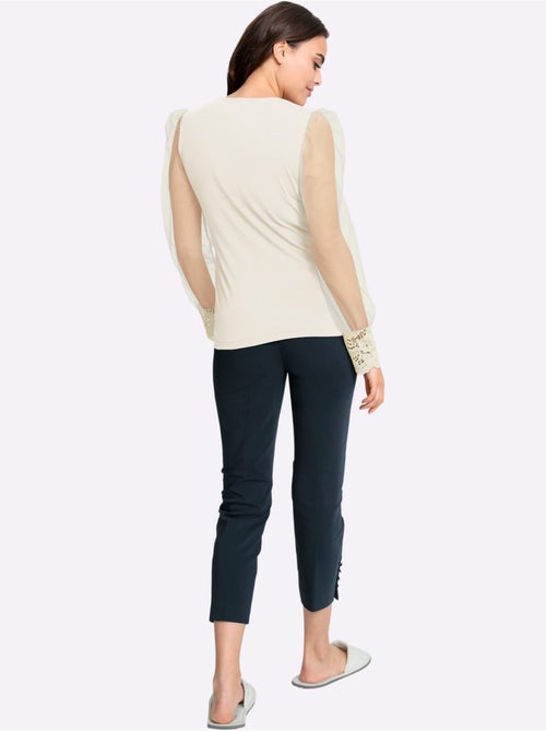 T-shirt à Manches Longues Jolie Dentelle Sur L'encolure - Taille Standard - Helline - Kiabi