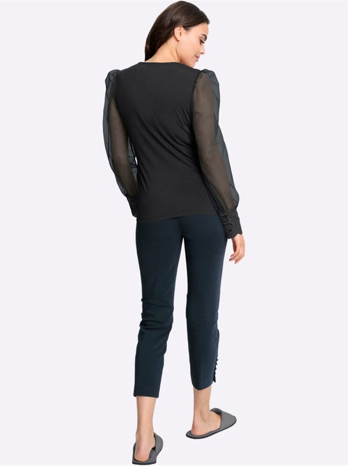 T-shirt à Manches Longues Jolie Dentelle Sur L'encolure - Taille Standard - Helline - Kiabi