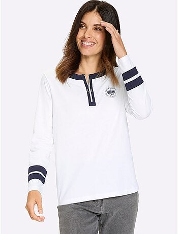 T-shirt à Manches Longues Jolis Contrastes - Taille Standard - Moda Vilona