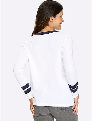 T-shirt à Manches Longues Jolis Contrastes - Taille Standard - Moda Vilona