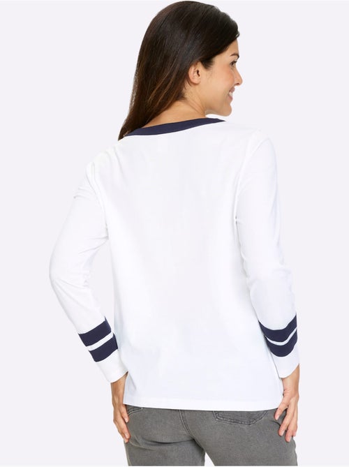 T-shirt à Manches Longues Jolis Contrastes - Taille Standard - Moda Vilona - Kiabi