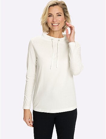 T-shirt à manches longues lien à nouer, œillets à l'encolure - taille standard - moda vilona