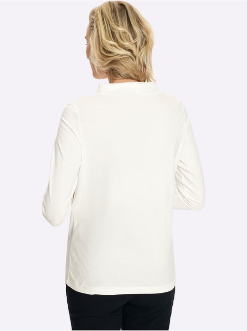 T-shirt à manches longues lien à nouer, œillets à l'encolure - taille standard - moda vilona - Kiabi