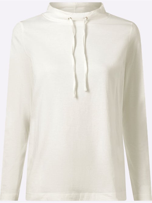 T-shirt à manches longues lien à nouer, œillets à l'encolure - taille standard - moda vilona - Kiabi