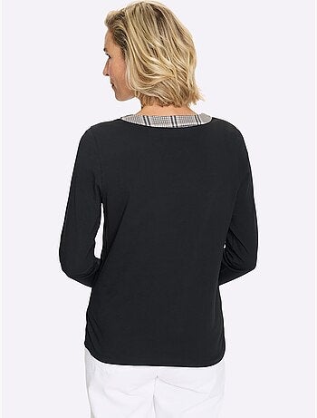 T-shirt à Manches Longues Lien à Nouer, œillets à L'encolure - Taille Standard - Moda Vilona