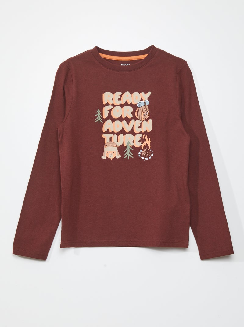 T-shirt à manches longues Marron - Kiabi