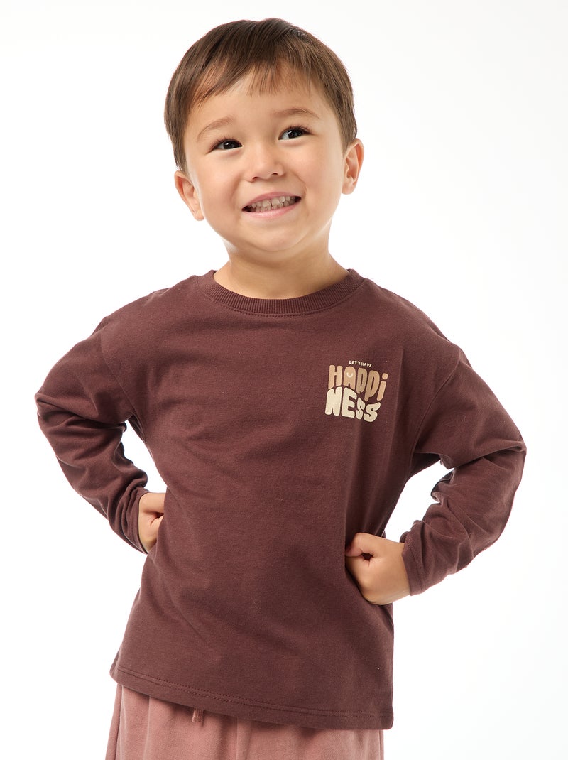 T-shirt à manches longues Marron - Kiabi