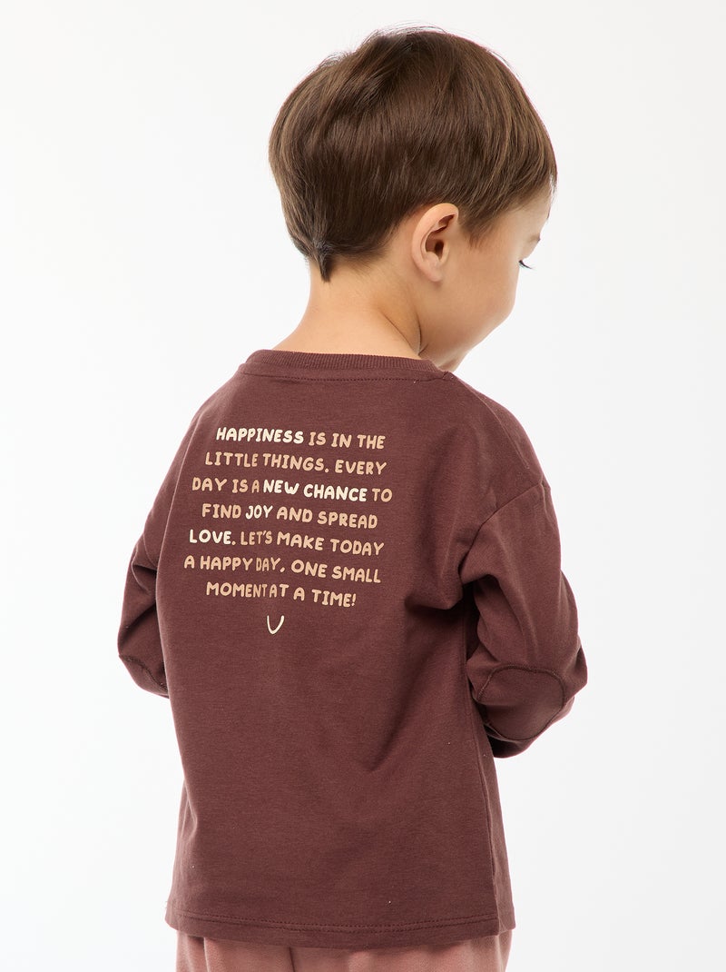 T-shirt à manches longues Marron - Kiabi