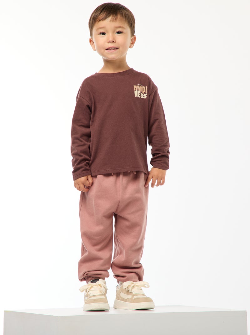 T-shirt à manches longues Marron - Kiabi