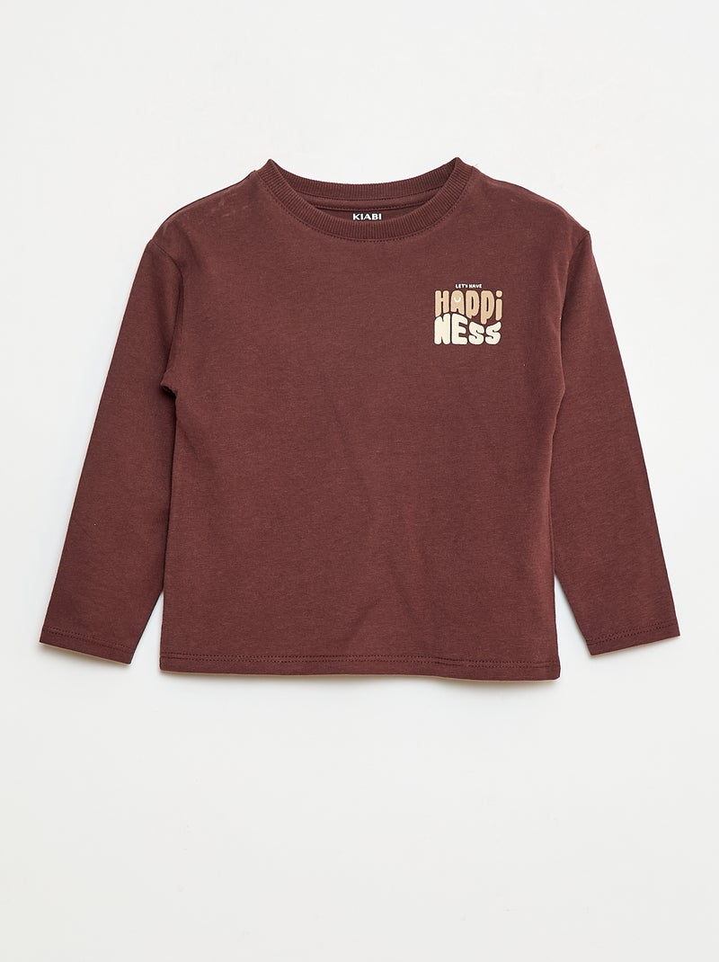 T-shirt à manches longues Marron - Kiabi