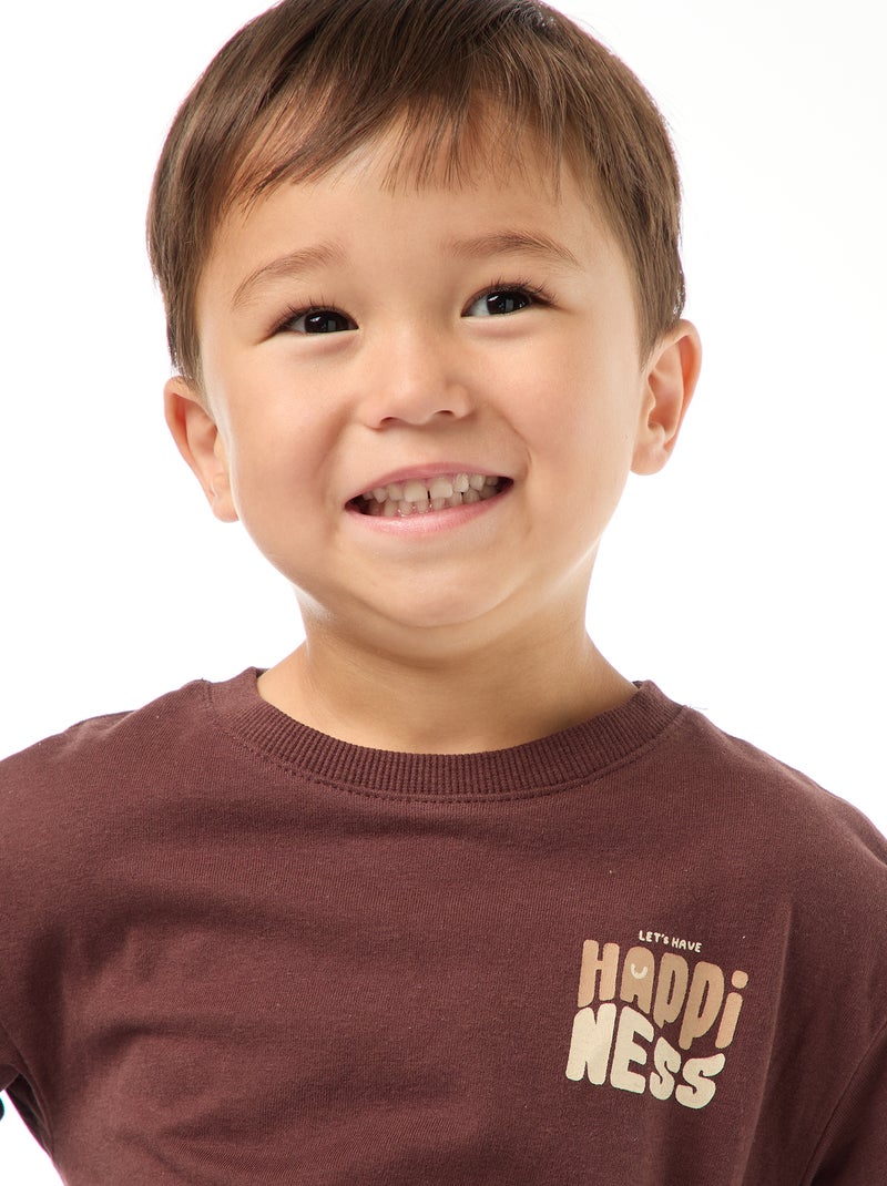 T-shirt à manches longues Marron - Kiabi