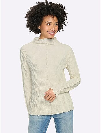 T-shirt à manches longues matière structurée mate et brillante - taille standard - helline