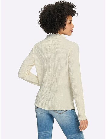 T-shirt à manches longues matière structurée mate et brillante - taille standard - helline