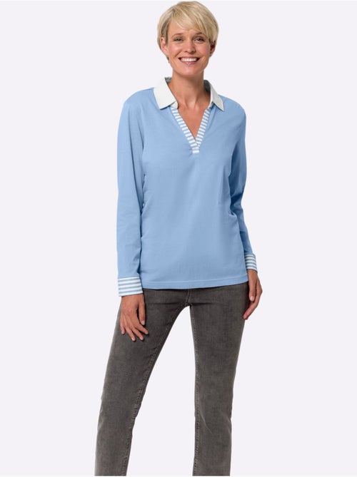 T-shirt à Manches Longues Mélange De Coloris Unis Et Rayés - Taille Standard - Moda Vilona - Kiabi T-shirt à Manches Longues Mélange De Coloris Unis Et Rayés - Taille Standard - Moda Vilona - Kiabi