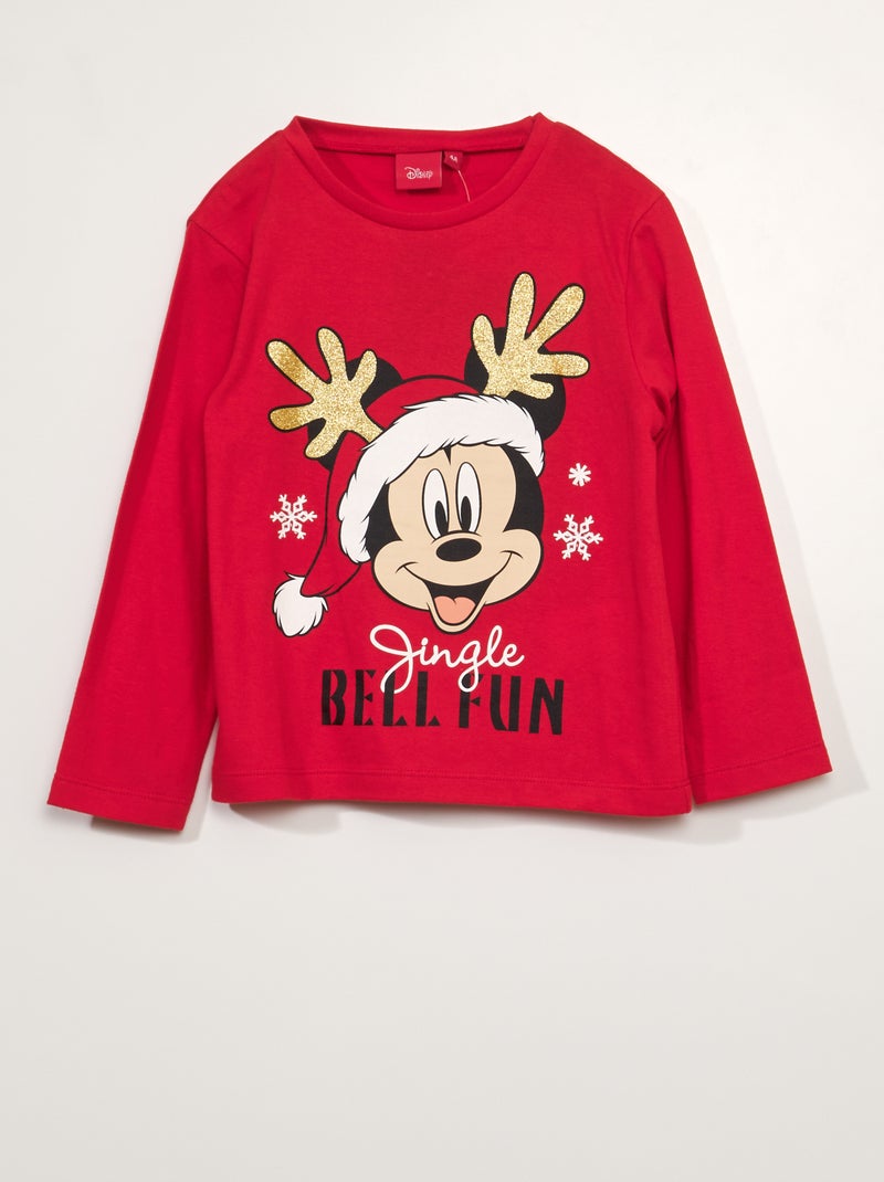T-shirt à manches longues 'Mickey' Rouge - Kiabi