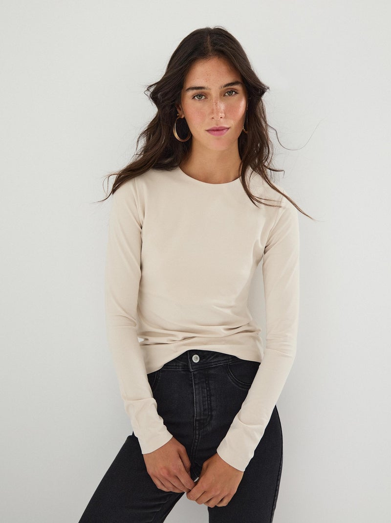 T-shirt à manches longues MO Fashion Beige - Kiabi