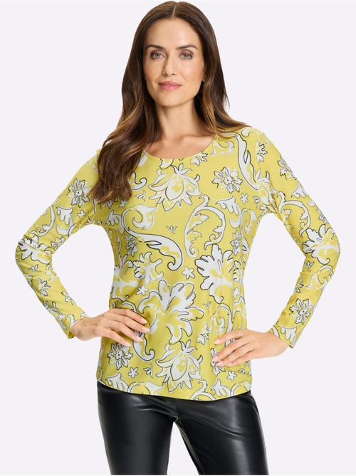 T-shirt à Manches Longues Motif Coloré - Taille Standard - helline - Kiabi