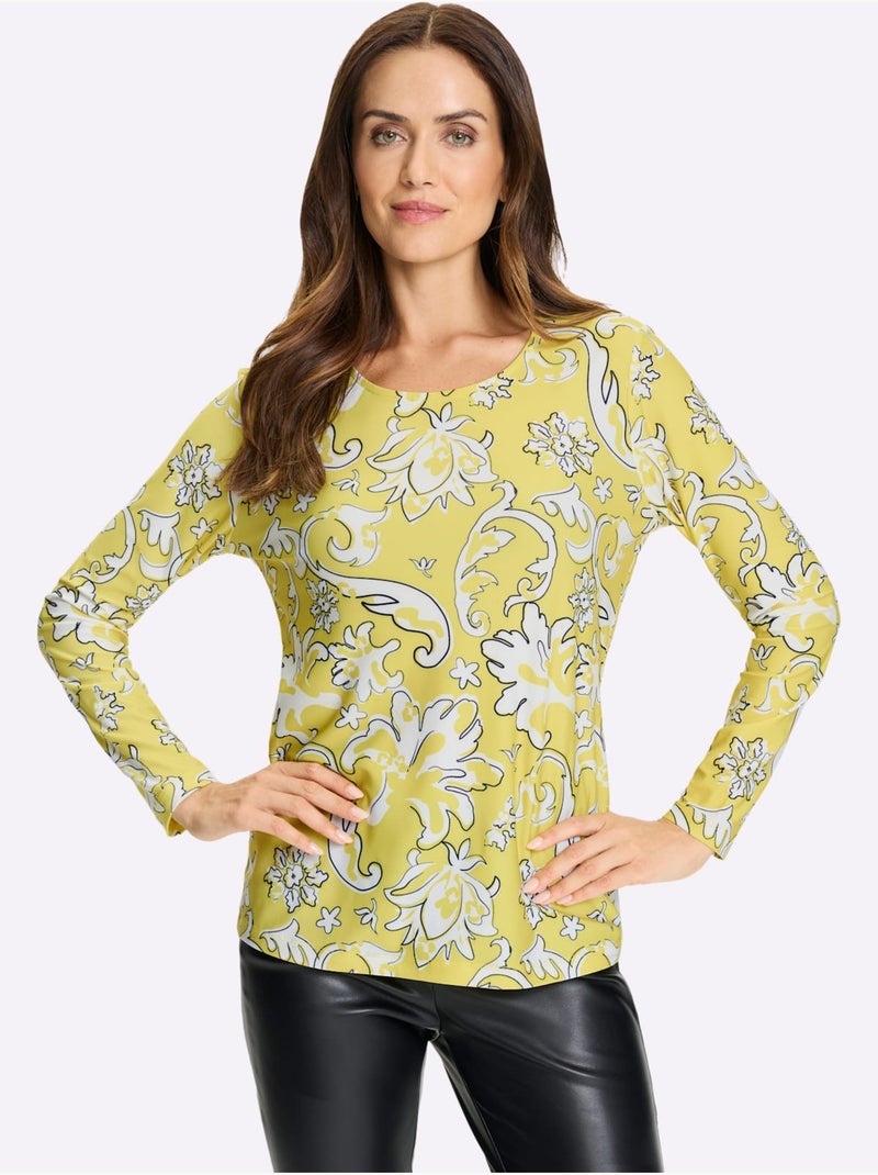 T-shirt à Manches Longues Motif Coloré - Taille Standard - Helline Vert - Kiabi