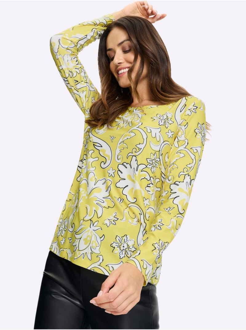 T-shirt à Manches Longues Motif Coloré - Taille Standard - Helline Vert - Kiabi